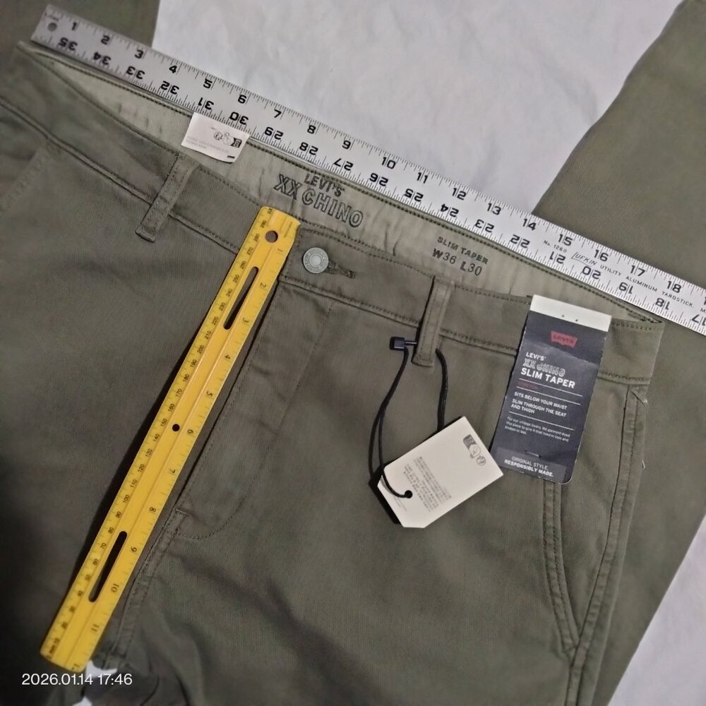 Levi's Men’s XX Chino Slim Taper Stretch 36x30 Green Pants NWT - Picture 2 of 6